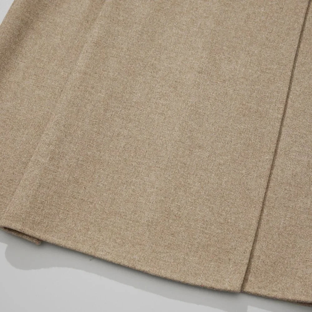 CHICJOC High-End 100% Wool Midi Wrap Skirt w/ Silk Waistband – Size 38